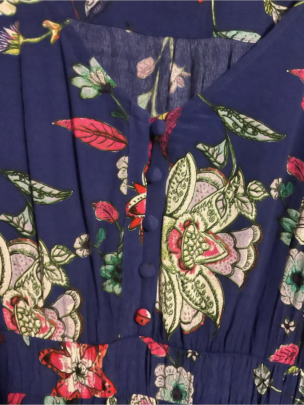 Maeve Anthropologie Maplewood Blue Floral Long Sleeve Button Dress Women’s Sz M - Picture 3 of 8